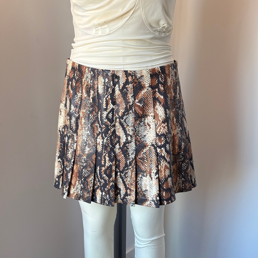 Snake Print Pleated Skirt